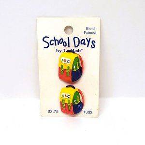 Vintage School Days by La Mode ABC Backpack Buttons Unused #1303 Hong Kong